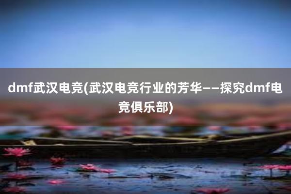 dmf武汉电竞(武汉电竞行业的芳华——探究dmf电竞俱乐部)