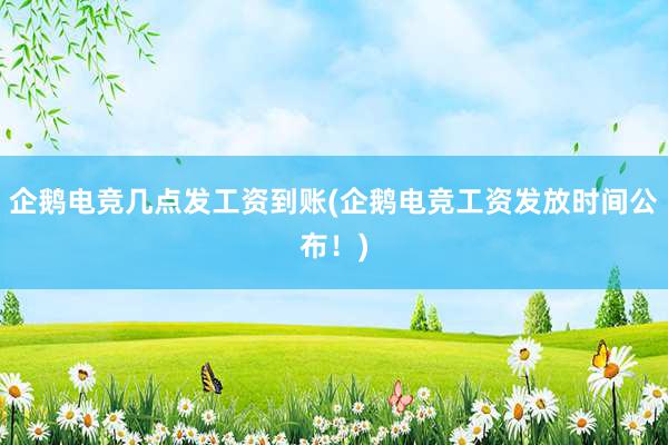 企鹅电竞几点发工资到账(企鹅电竞工资发放时间公布！)