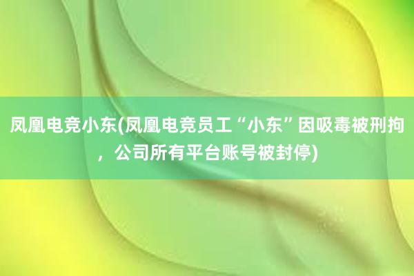 凤凰电竞小东(凤凰电竞员工“小东”因吸毒被刑拘，公司所有平台账号被封停)