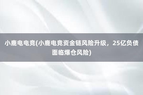 小鹿电电竞(小鹿电竞资金链风险升级，25亿负债面临爆仓风险)