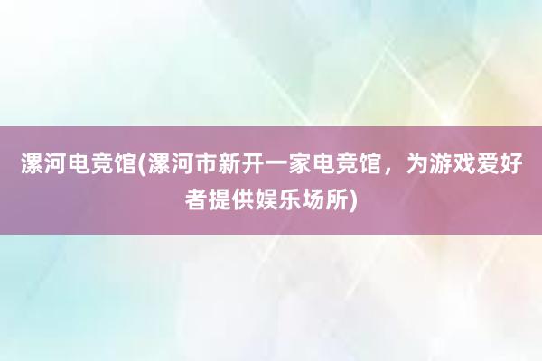 漯河电竞馆(漯河市新开一家电竞馆，为游戏爱好者提供娱乐场所)