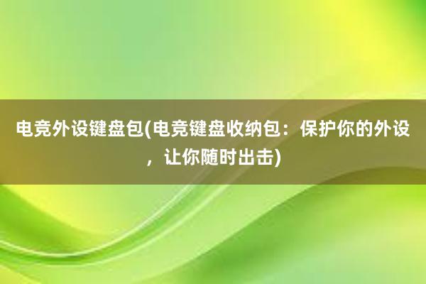 电竞外设键盘包(电竞键盘收纳包：保护你的外设，让你随时出击)