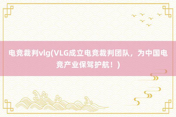 电竞裁判vlg(VLG成立电竞裁判团队，为中国电竞产业保驾护航！)