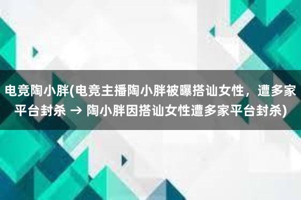 电竞陶小胖(电竞主播陶小胖被曝搭讪女性，遭多家平台封杀 → 陶小胖因搭讪女性遭多家平台封杀)