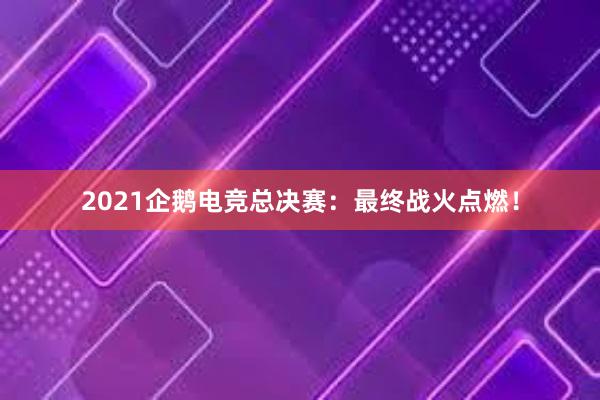 2021企鹅电竞总决赛：最终战火点燃！