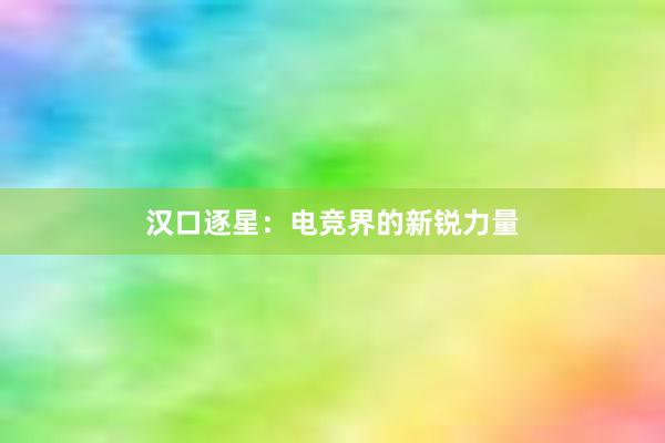 汉口逐星：电竞界的新锐力量