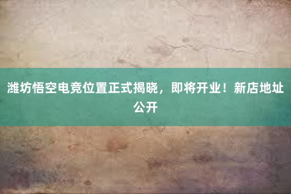 潍坊悟空电竞位置正式揭晓，即将开业！新店地址公开