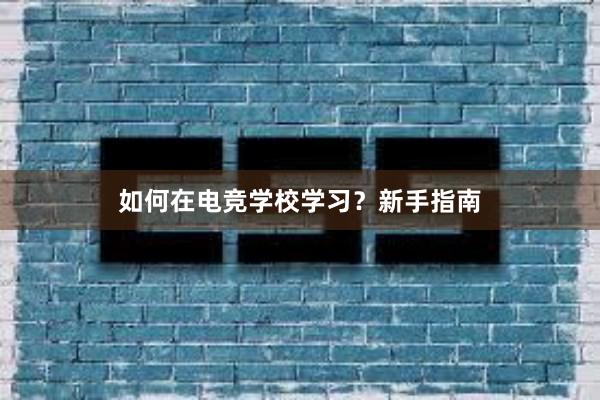 如何在电竞学校学习？新手指南