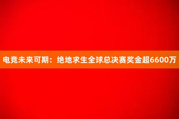 电竞未来可期：绝地求生全球总决赛奖金超6600万