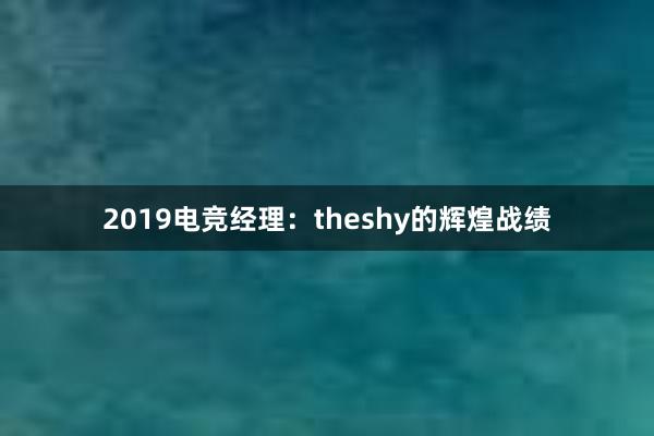 2019电竞经理：theshy的辉煌战绩