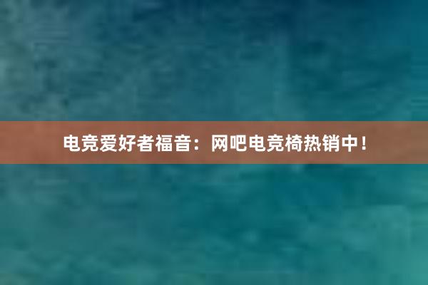 电竞爱好者福音：网吧电竞椅热销中！