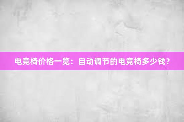 电竞椅价格一览：自动调节的电竞椅多少钱？