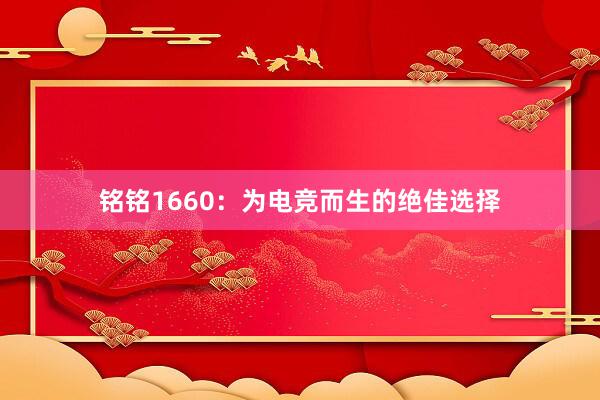 铭铭1660：为电竞而生的绝佳选择