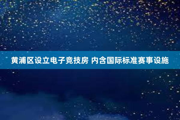 黄浦区设立电子竞技房 内含国际标准赛事设施